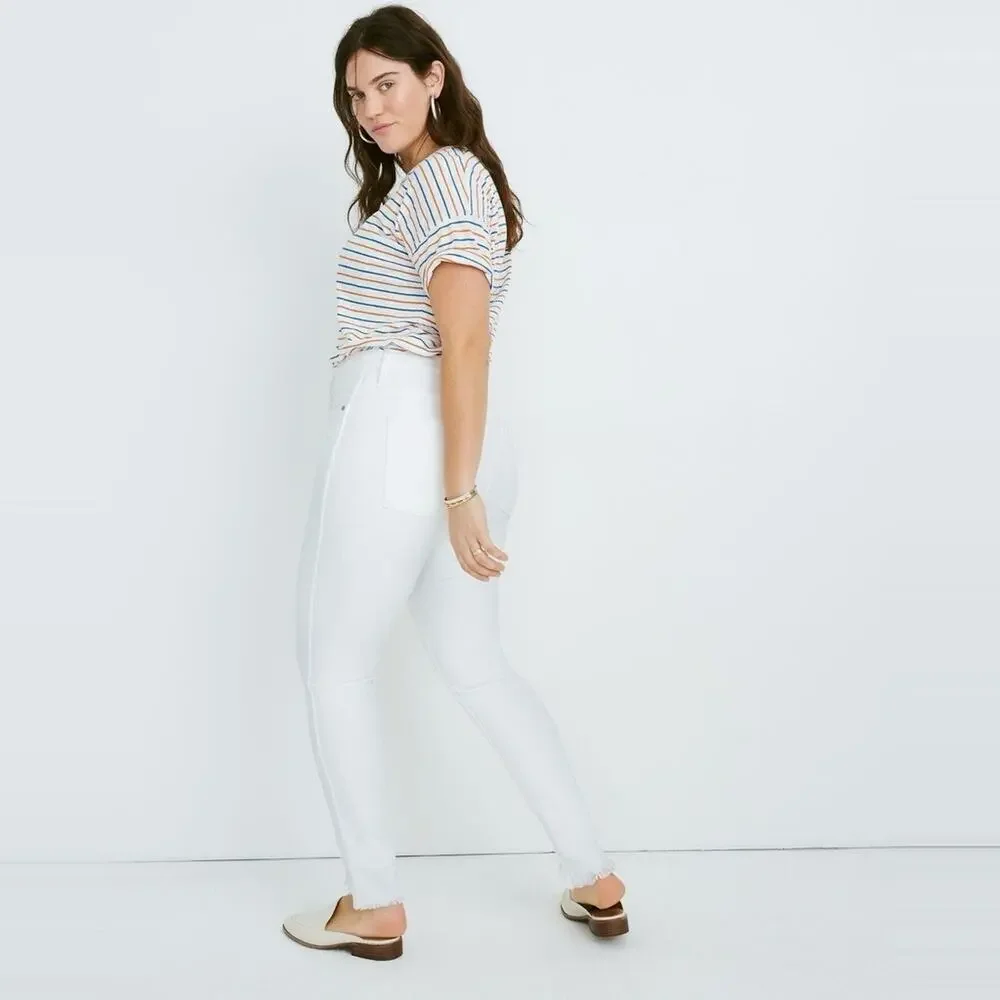 Madewell 10” High Rise Skinny Jeans Step Hem Pure White sz 36 Tall
